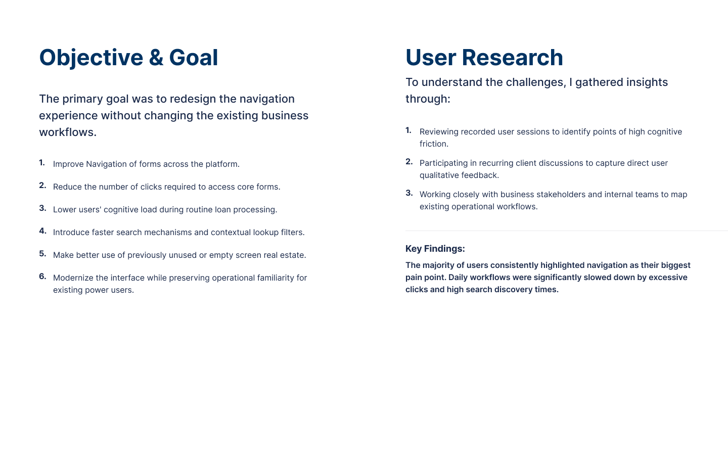 Objective & Goal and User Research findings